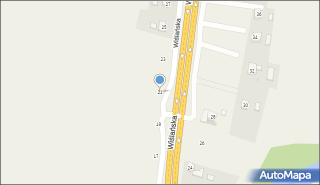 Drogomyśl, Wiślańska, 21, mapa Drogomyśl