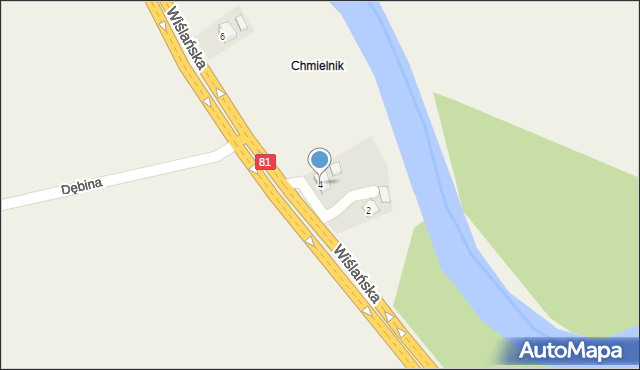 Drogomyśl, Wiślańska, 4, mapa Drogomyśl