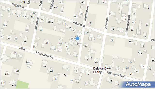 Dziekanów Leśny, Wierzbowa, 20, mapa Dziekanów Leśny