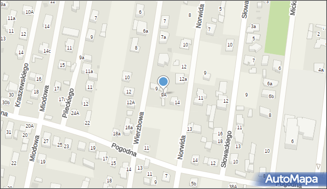 Dziekanów Leśny, Wierzbowa, 9A, mapa Dziekanów Leśny