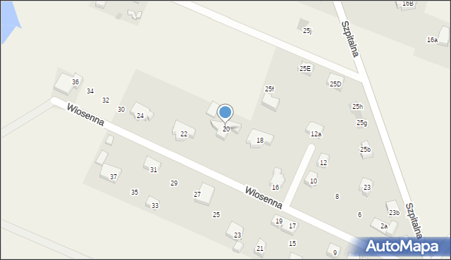 Dzierżążno, Wiosenna, 20, mapa Dzierżążno