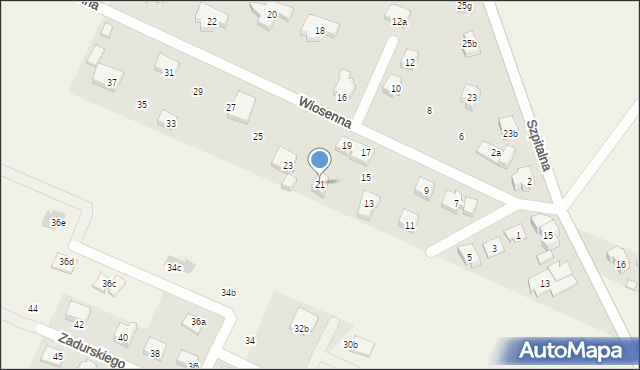 Dzierżążno, Wiosenna, 21, mapa Dzierżążno