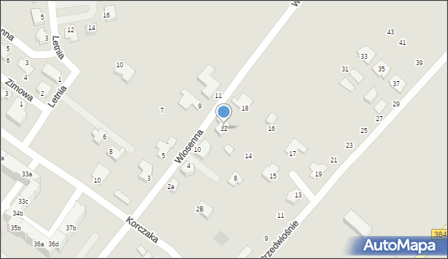 Dzierżoniów, Wiosenna, 12, mapa Dzierżoniów