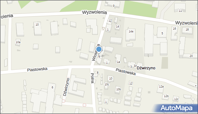 Dźwirzyno, Wiosenna, 5, mapa Dźwirzyno