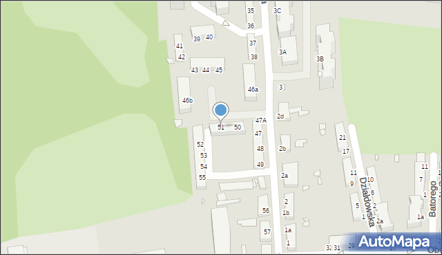 Elbląg, Wiejska, 51, mapa Elbląga