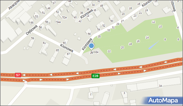 Elbląg, Wierzbowa, 26, mapa Elbląga