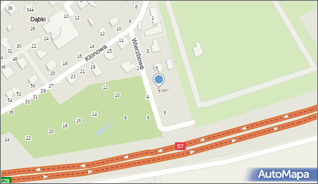 Elbląg, Wierzbowa, 7, mapa Elbląga