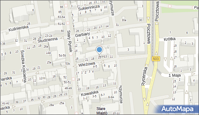 Elbląg, Wieżowa, 15, mapa Elbląga