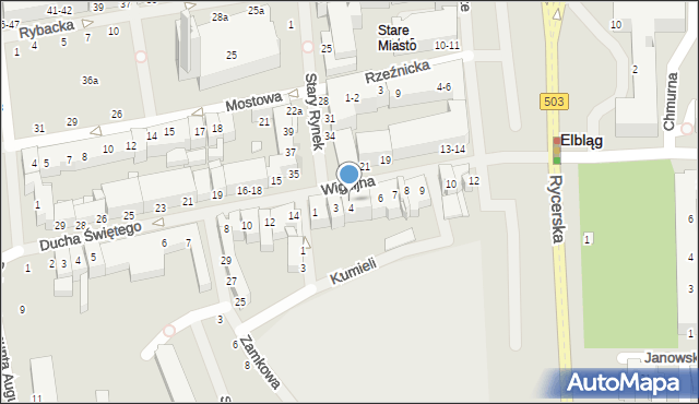 Elbląg, Wigilijna, 4-5, mapa Elbląga