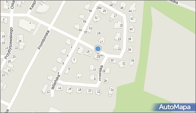 Elbląg, Wileńska, 13, mapa Elbląga