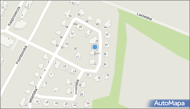 Elbląg, Wileńska, 23, mapa Elbląga