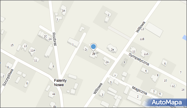 Falenty Nowe, Willowa, 2B, mapa Falenty Nowe