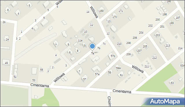 Firlej, Willowa, 7a, mapa Firlej