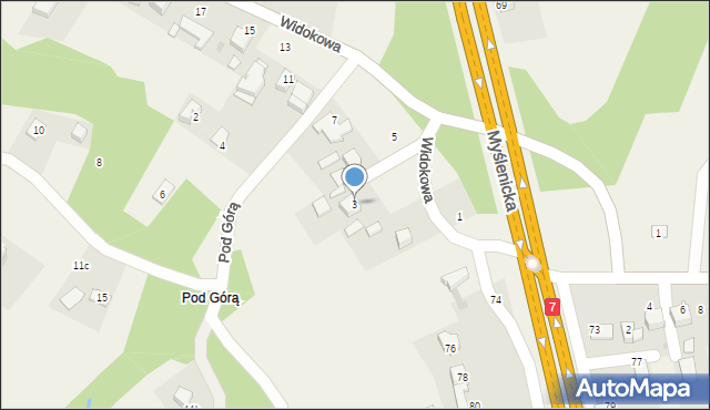 Gaj, Widokowa, 3, mapa Gaj