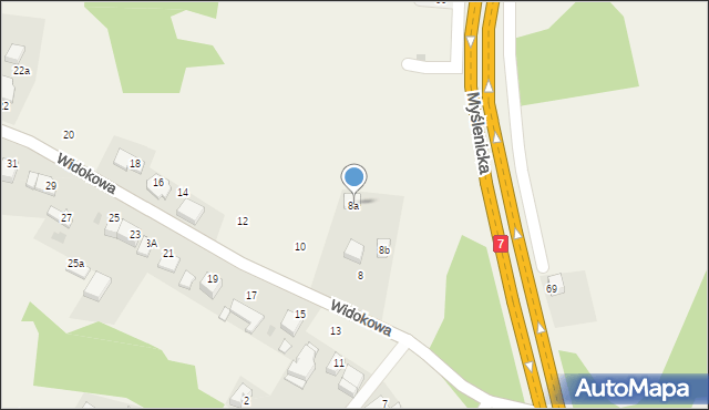 Gaj, Widokowa, 8a, mapa Gaj