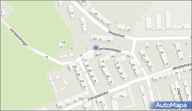 Gdańsk, Wieniawskiego Józefa, 13b, mapa Gdańska