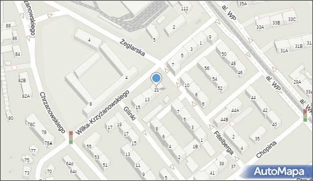 Gdańsk, Wilka-Krzyżanowskiego, płk., 11, mapa Gdańska