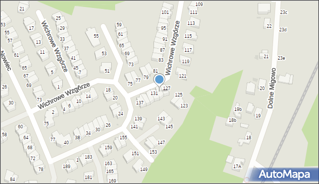 Gdańsk, Wichrowe Wzgórze, 129, mapa Gdańska