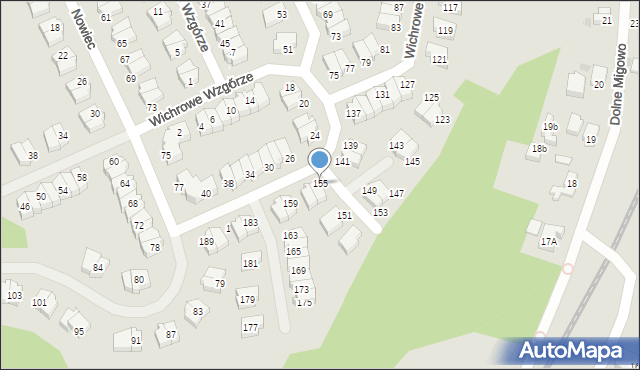 Gdańsk, Wichrowe Wzgórze, 155, mapa Gdańska