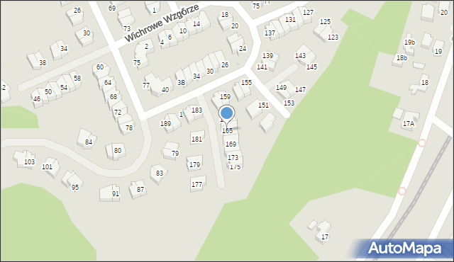 Gdańsk, Wichrowe Wzgórze, 165, mapa Gdańska