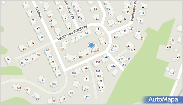 Gdańsk, Wichrowe Wzgórze, 30, mapa Gdańska