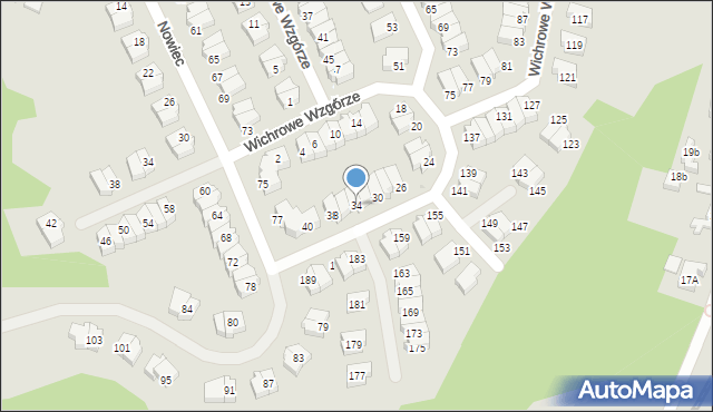 Gdańsk, Wichrowe Wzgórze, 34, mapa Gdańska