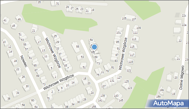 Gdańsk, Wichrowe Wzgórze, 67, mapa Gdańska