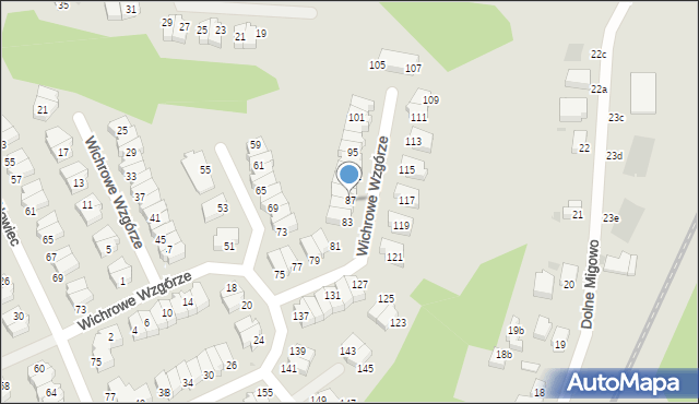 Gdańsk, Wichrowe Wzgórze, 87, mapa Gdańska