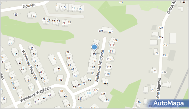 Gdańsk, Wichrowe Wzgórze, 95, mapa Gdańska