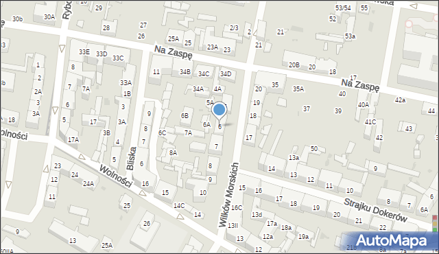 Gdańsk, Wilków Morskich, 6, mapa Gdańska