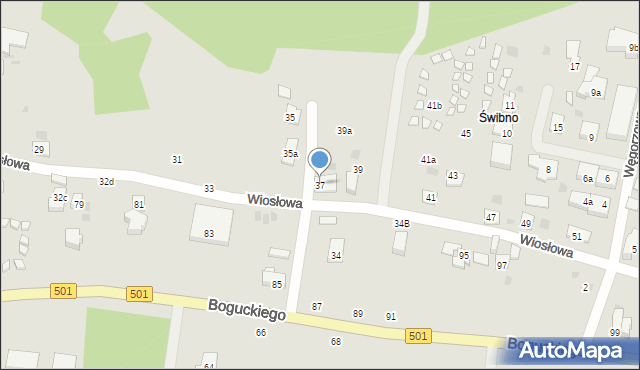 Gdańsk, Wiosłowa, 37, mapa Gdańska