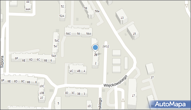 Gdańsk, Więckowskiego Józefa, prof., 2B, mapa Gdańska