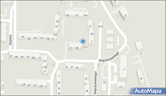 Gdańsk, Więckowskiego Józefa, prof., 4A, mapa Gdańska