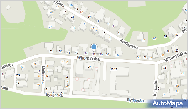 Gdynia, Witomińska, 42, mapa Gdyni