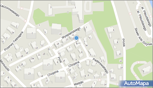 Gdynia, Wieniawskiego Henryka, 5, mapa Gdyni