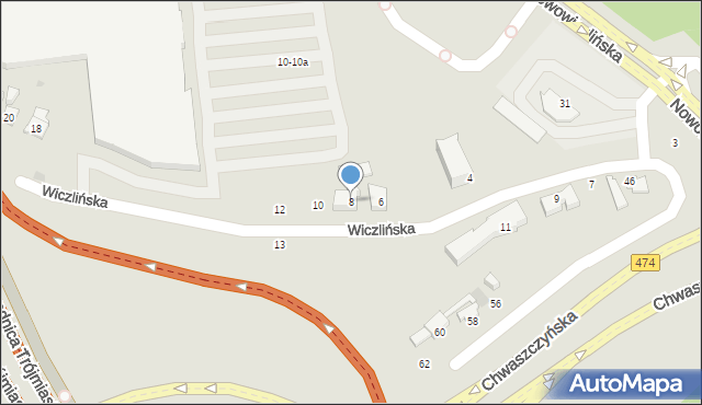 Gdynia, Wiczlińska, 8, mapa Gdyni