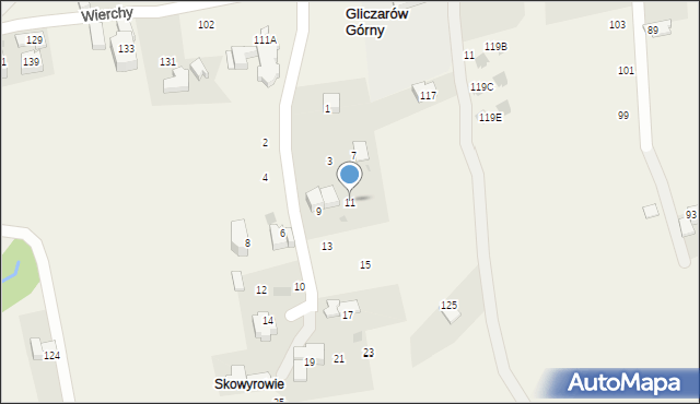 Gliczarów Górny, Widokowa, 11, mapa Gliczarów Górny