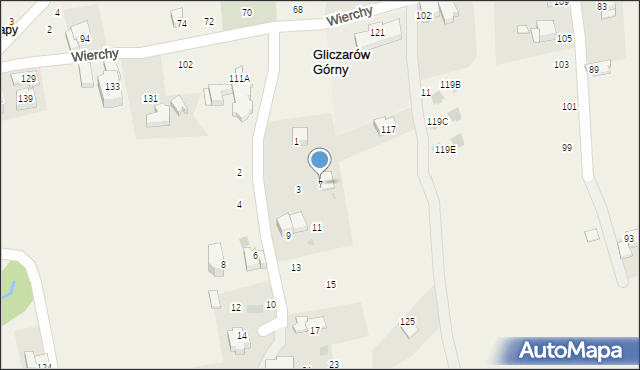 Gliczarów Górny, Widokowa, 7, mapa Gliczarów Górny