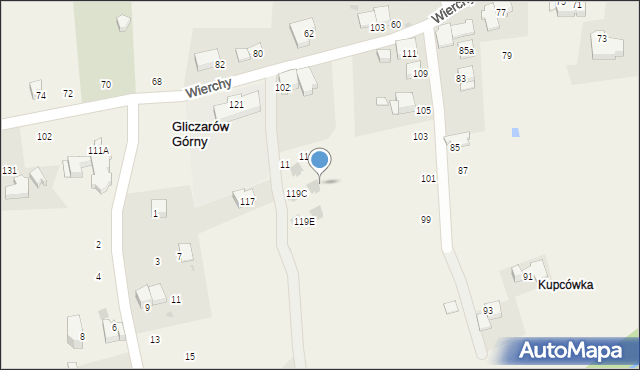 Gliczarów Górny, Wierchy, 119d, mapa Gliczarów Górny