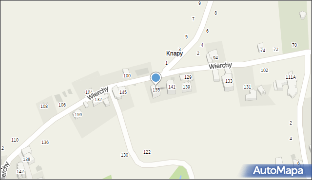 Gliczarów Górny, Wierchy, 135, mapa Gliczarów Górny