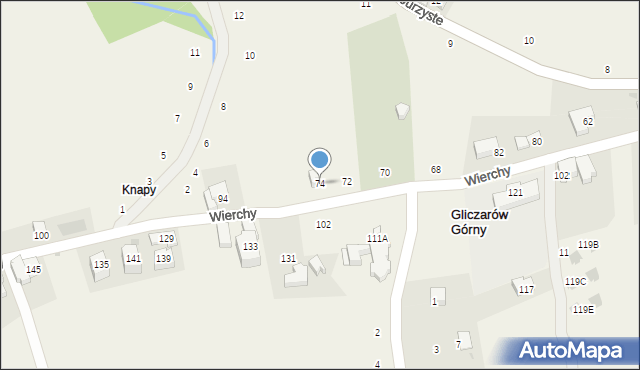Gliczarów Górny, Wierchy, 74, mapa Gliczarów Górny