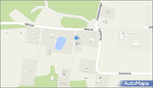 Glina, Wilcza, 9a, mapa Glina