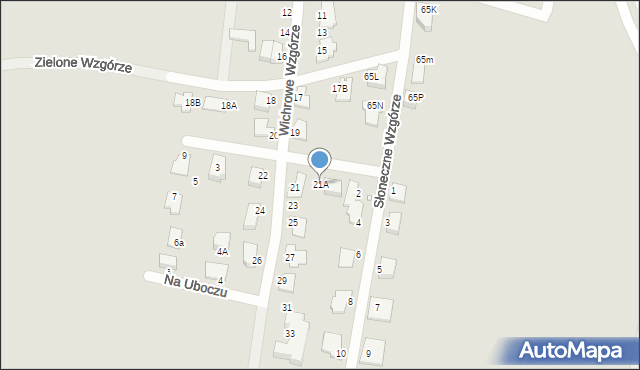 Gliwice, Wichrowe Wzgórze, 21A, mapa Gliwic