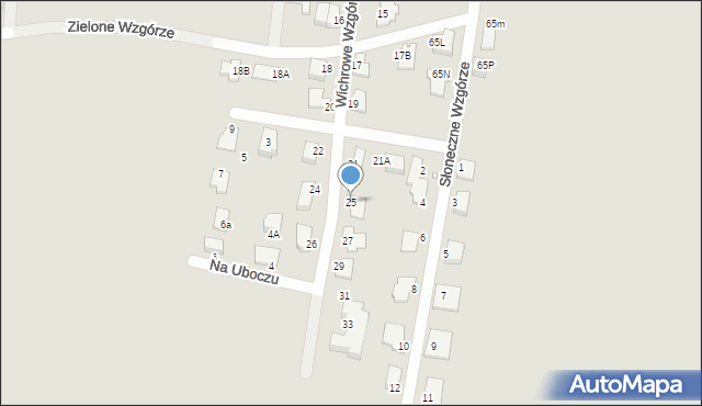 Gliwice, Wichrowe Wzgórze, 25, mapa Gliwic