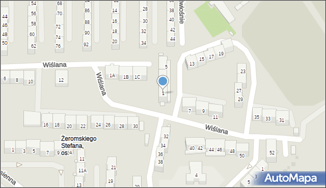 Gliwice, Wiślana, 1, mapa Gliwic