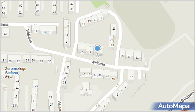 Gliwice, Wiślana, 11, mapa Gliwic