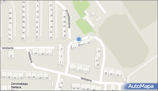 Gliwice, Wiślana, 15, mapa Gliwic