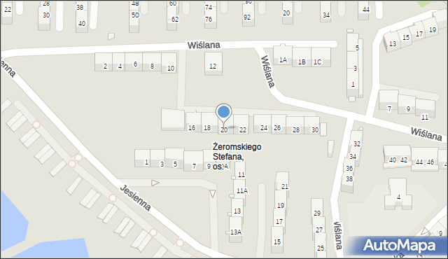 Gliwice, Wiślana, 20, mapa Gliwic