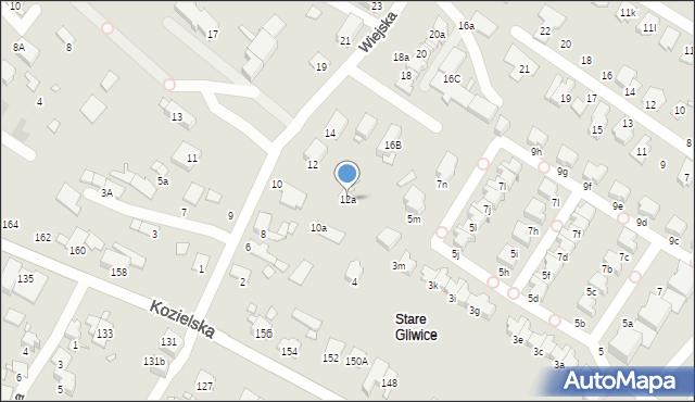 Gliwice, Wiejska, 12a, mapa Gliwic