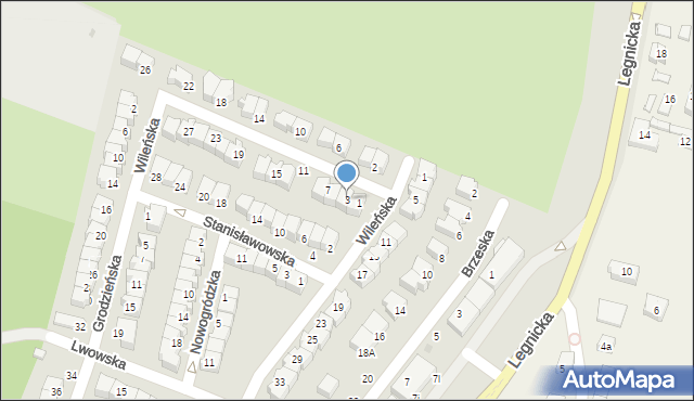 Głogów, Wileńska, 3, mapa Głogów